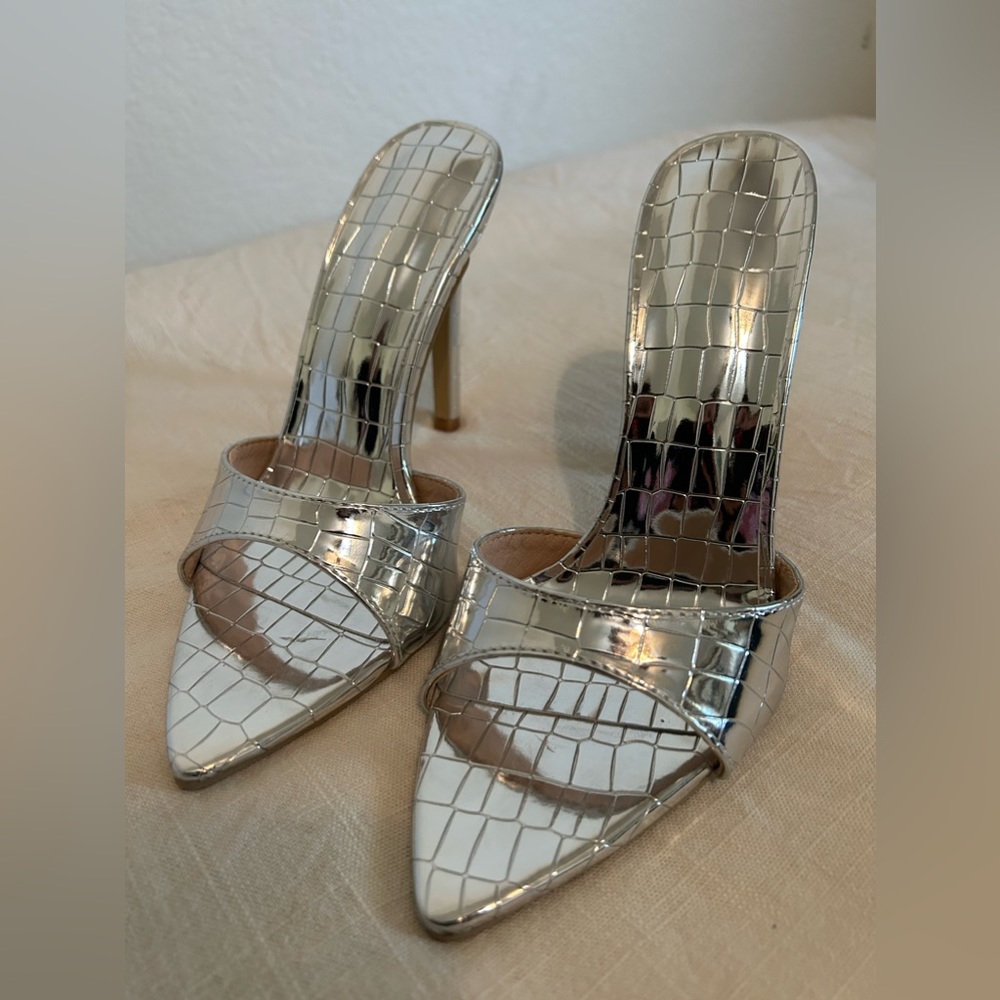 Metallic Chrome Heels